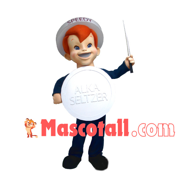 Orange-haired Boy Holding Baton Mascot Costume