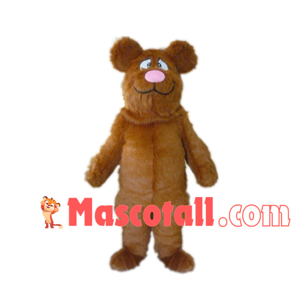 Adult Furry Bear With Pink Nose Mascot Costume