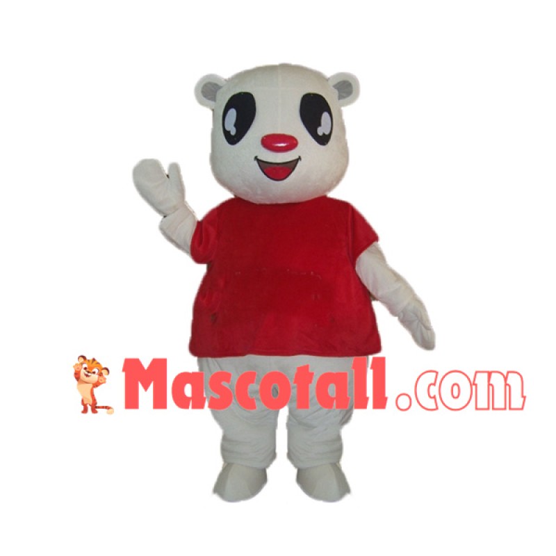 Cute Big-eyed White Bear Mascot Costume