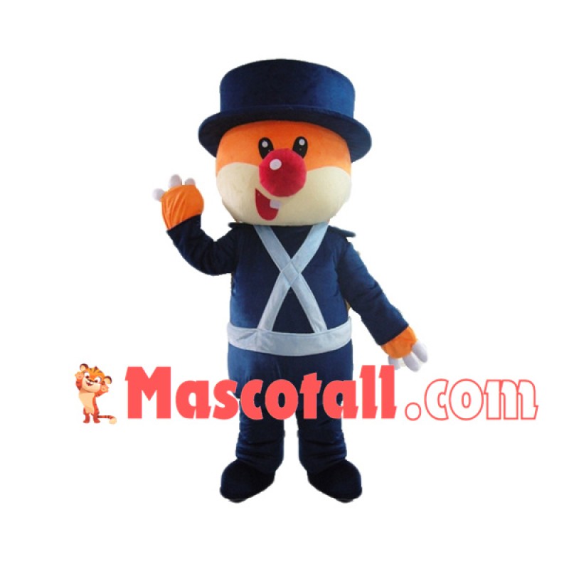 Cartoon Mole In Blue Uniform Mascot Costume
