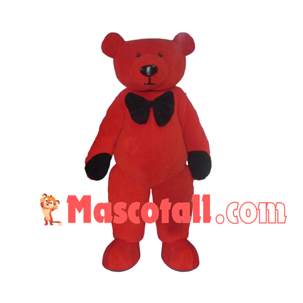 Red Teddy Bear With Tie Mascot Costume