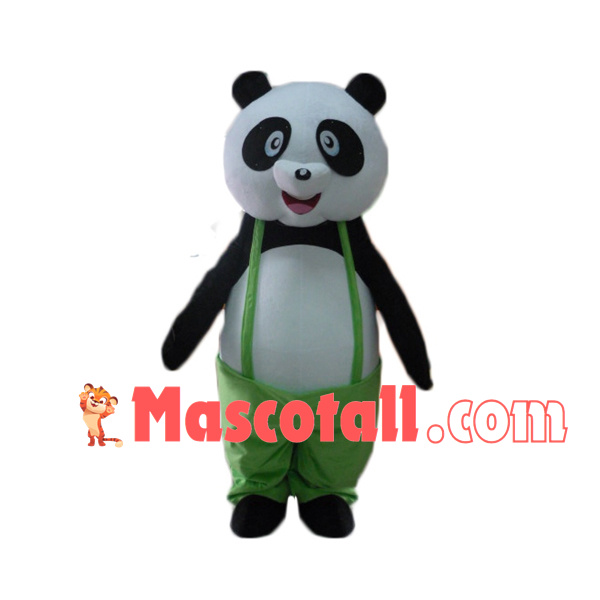 Likable Panda With Green Pants Mascot Costume