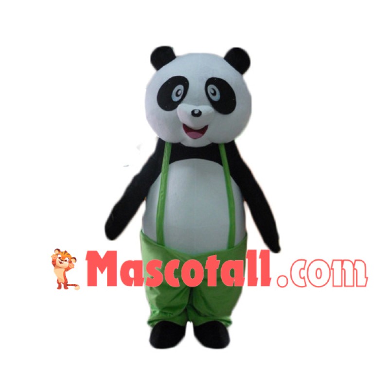 Likable Panda With Green Pants Mascot Costume