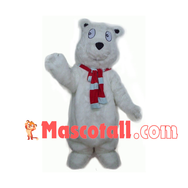 Adult Warm Long Wool White Bear Mascot Costume