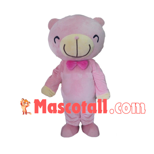 Plush Pink Smiley Bear Mascot Costume
