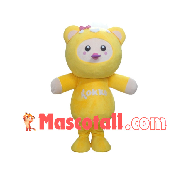 Cute Yellow Hooded Baby Bear Mascot Costume