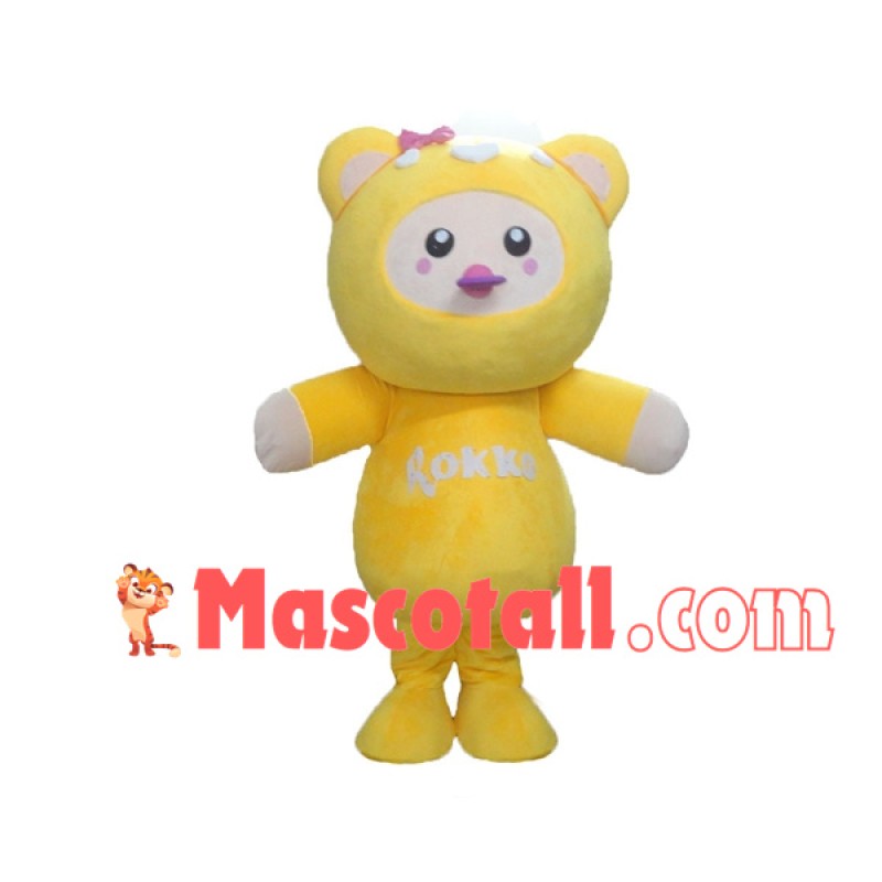 Cute Yellow Hooded Baby Bear Mascot Costume