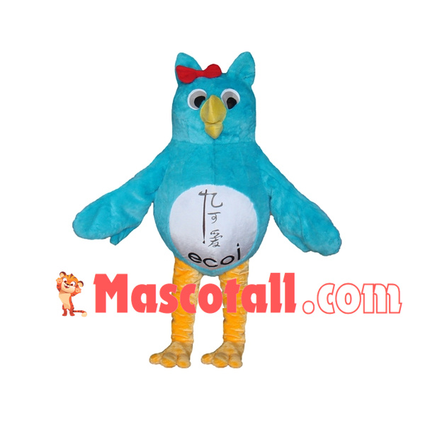 Funny Light Blue Love Owl Mascot Costume