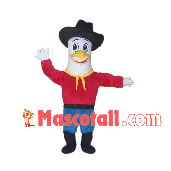 Farm Worker White Bird Mascot Costume