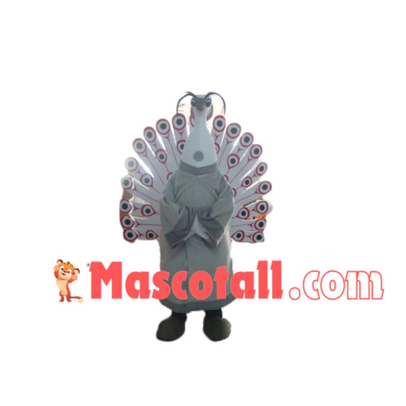 White Peacock In Monk Robe Mascot Costume