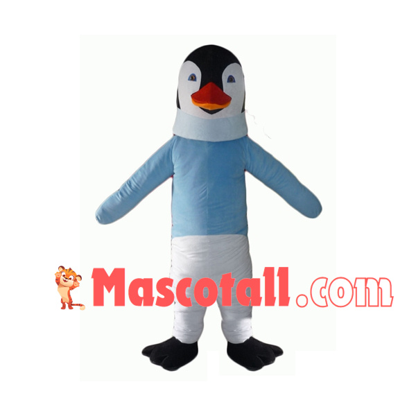 Slim Penguin Wearing Warm Shirt Mascot Costume