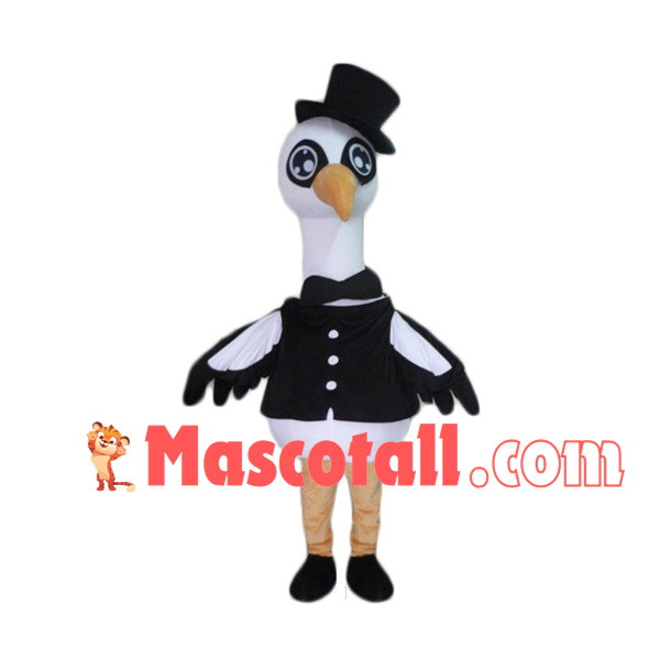 Elegant Ostrich In The Dinner Suit Mascot Costume