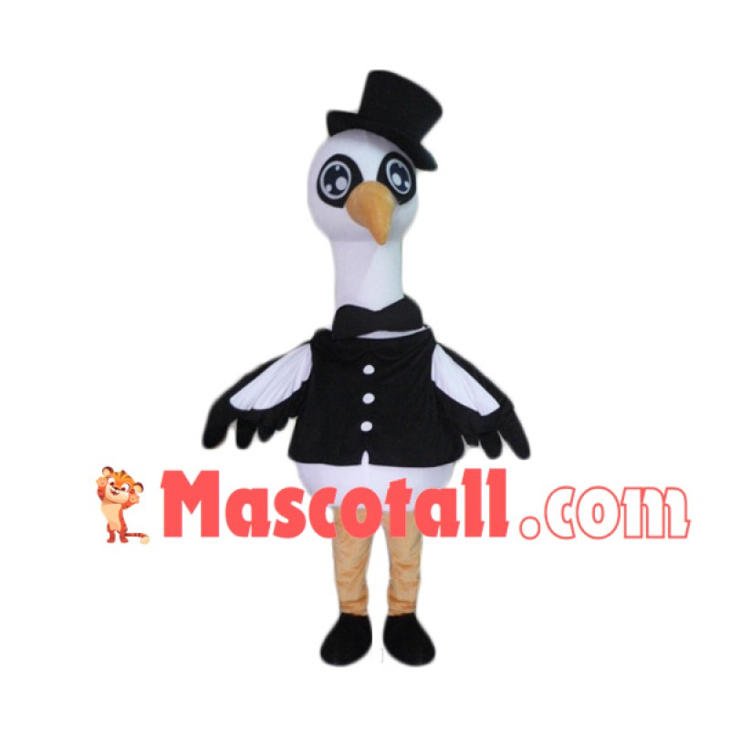 Elegant Ostrich In The Dinner Suit Mascot Costume