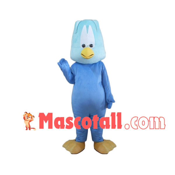 Square-headed Light Blue Bird Mascot Costume