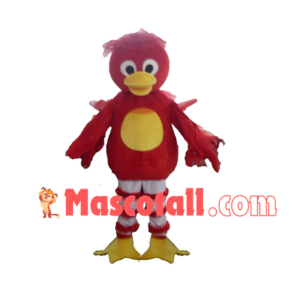 Red Duck With Light Silk Scarf Mascot Costume