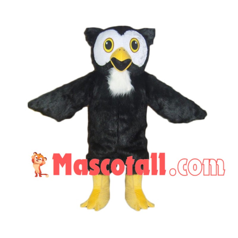 Adult Black Owl With Smooth Fur Mascot Costume