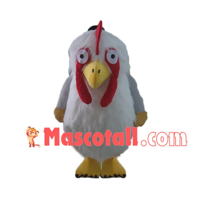 Cowering White Chicken Mascot Costume