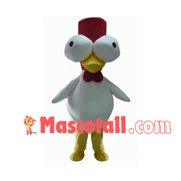 Funny Chicken With Raised Eyes Mascot Costume