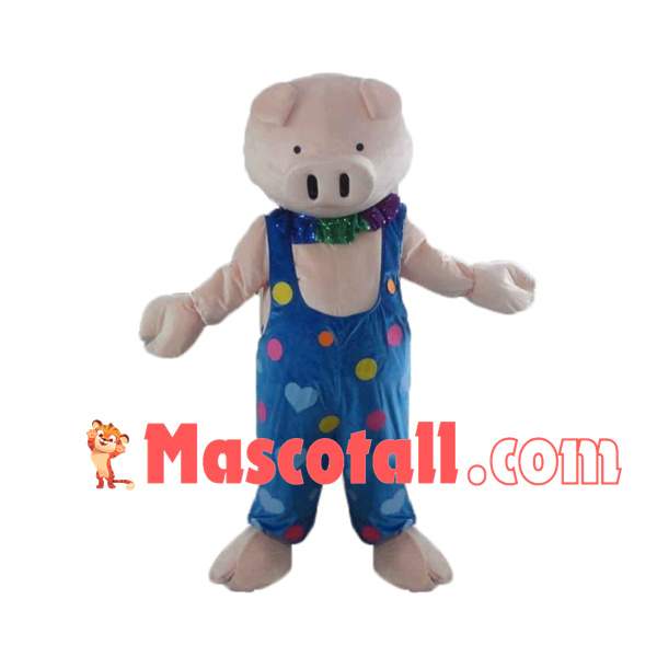 Pig In The Color Dot Overalls Mascot Costume