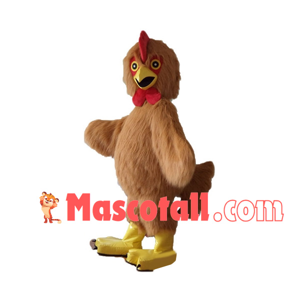 Standing Style Brown Long Wool Chicken Mascot Costume
