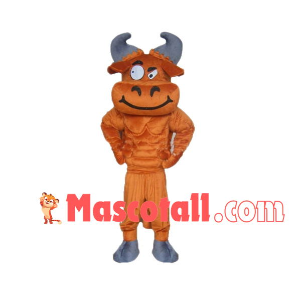 Muscle Cattle With Funny Expression Mascot Costume