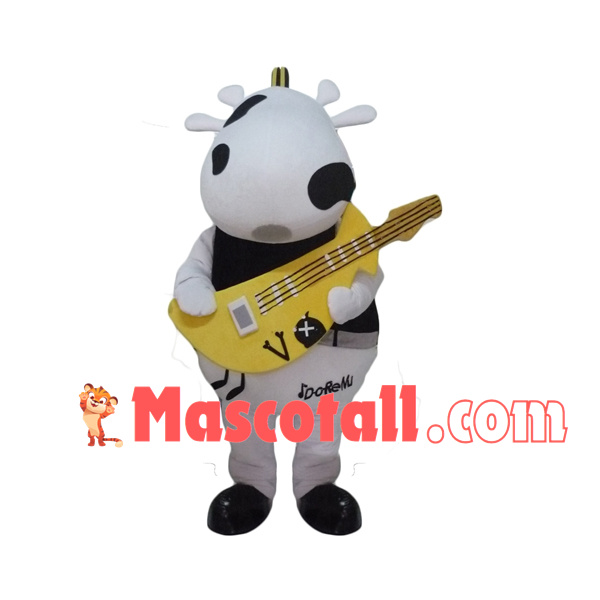 Musical Cow Playing Electric Guitar Mascot Costume