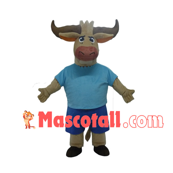 Hard-working Buffalo With Powerful Horns Mascot Costume