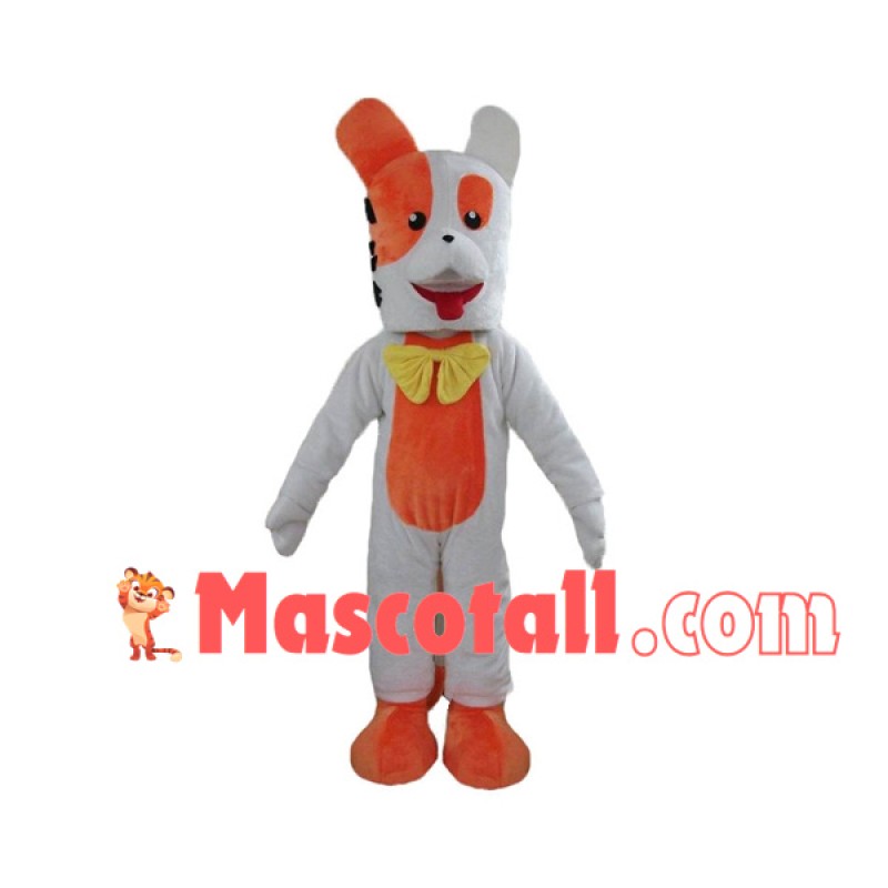 Pretty Pet Dog Wearing Yellow Tie Mascot Costume