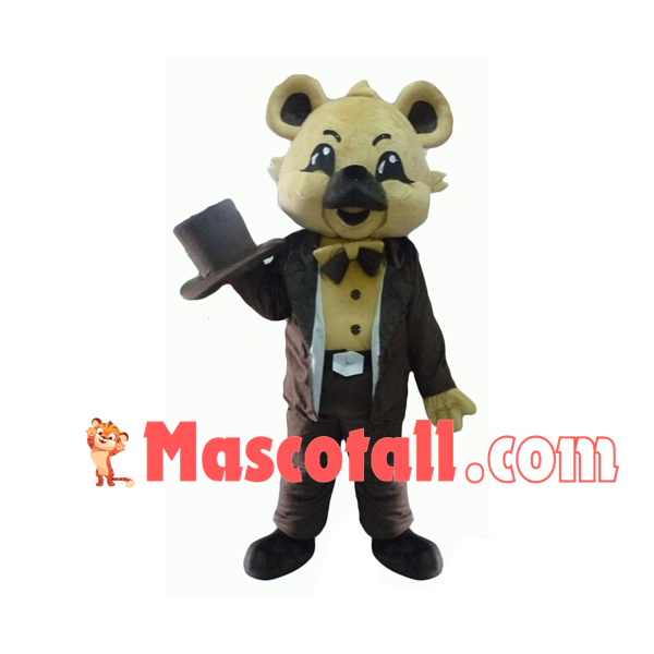 Polite Dog In The Brown Dinner Suit Mascot Costume