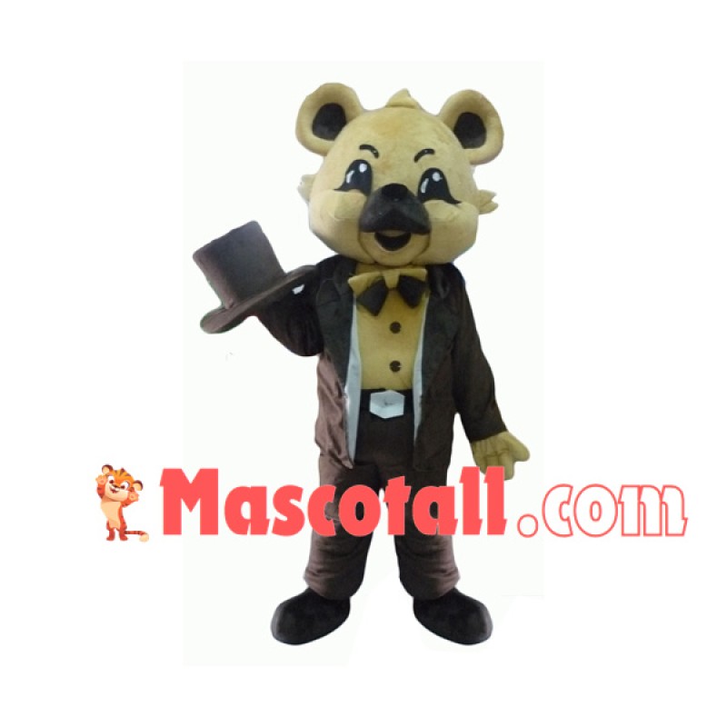 Polite Dog In The Brown Dinner Suit Mascot Costume