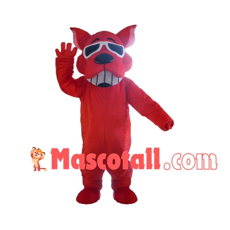 Hilarious Red Dog Wearing Sunglasses Mascot Costume