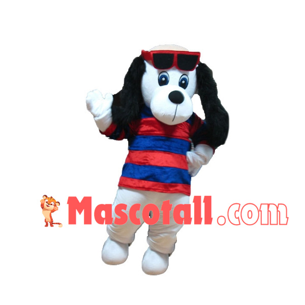 Handsome Big Ears White Dog Mascot Costume