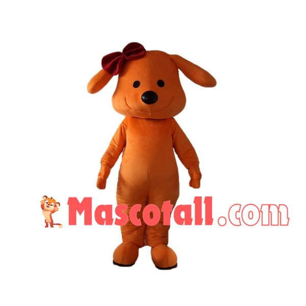 Likable Smiling Orange Dog Mascot Costume