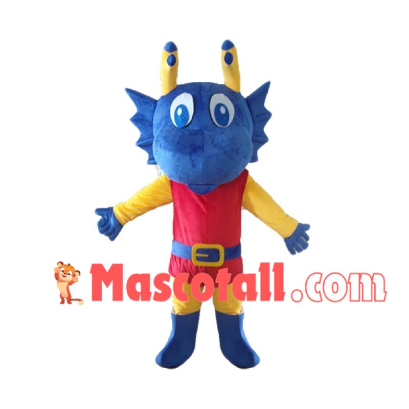Adult Blue Dragon With Belt Mascot Costume