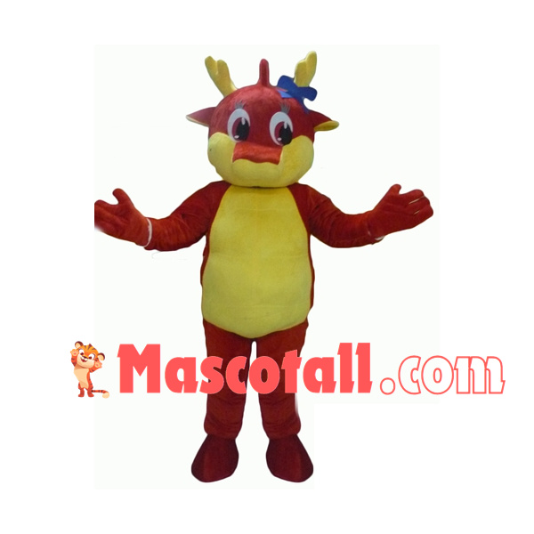 Soft Little Dragon With Ribbon Mascot Costume