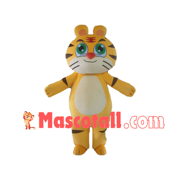 Soft Lightweight Green Eyed Tiger Mascot Costume