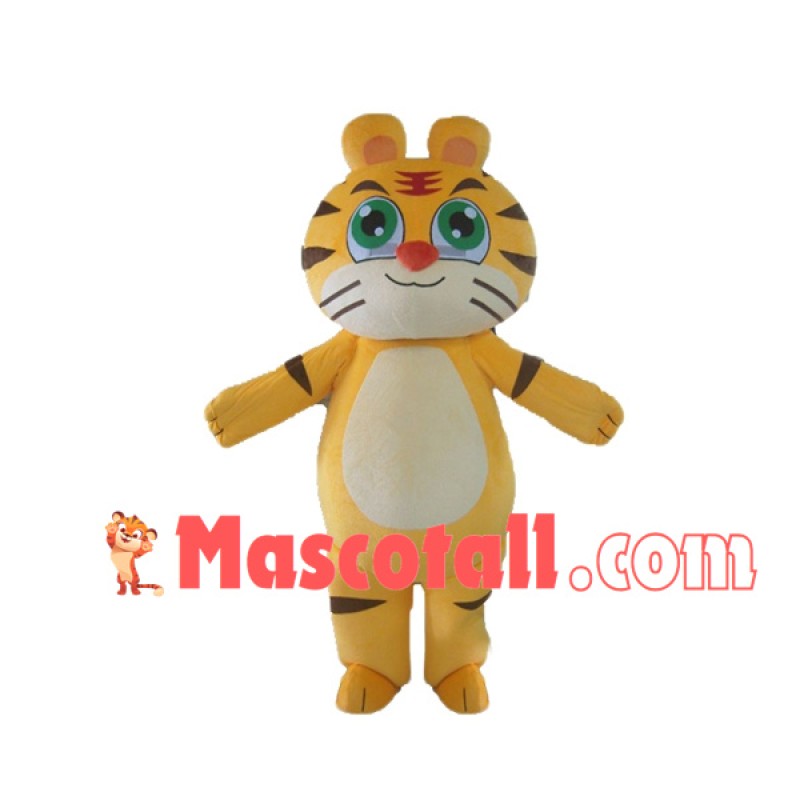 Soft Lightweight Green Eyed Tiger Mascot Costume