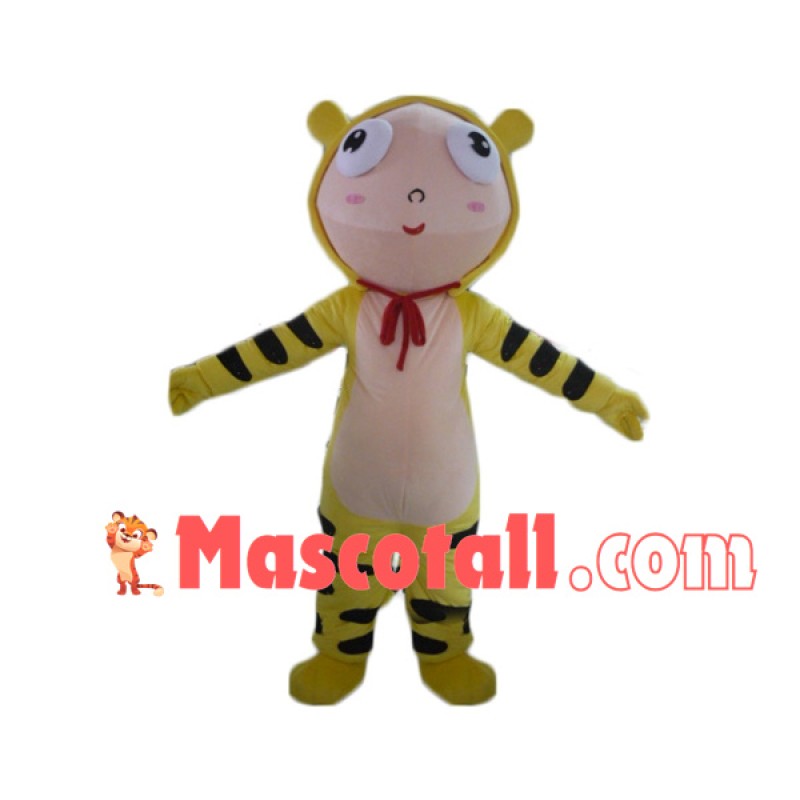 Lovely Cartoon Boy With Tiger Suit Mascot Costume
