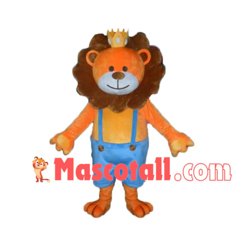 Lion Prince Wearing the Crown Mascot Costume