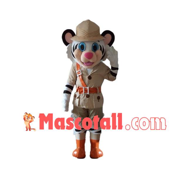 Outdoor Lifeguard White Tiger Mascot Costume