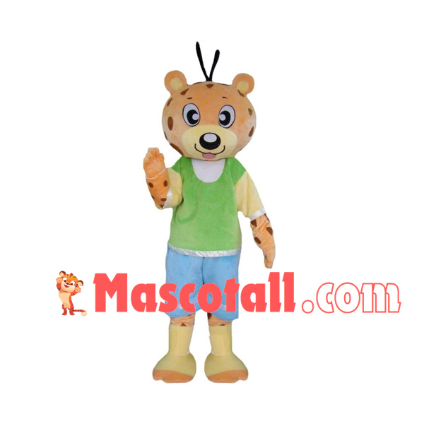Cartoon Cute Leopard With Casual Suit Mascot Costume