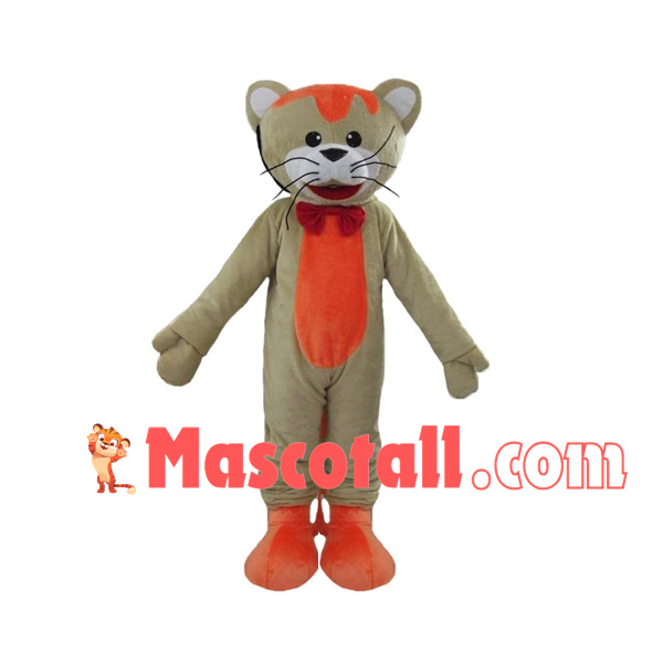 Gentle Khaki Tiger With Tie Mascot Costume