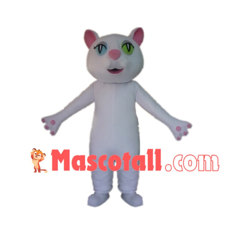 White Cat With Heterochromatic Pupils Mascot Costume