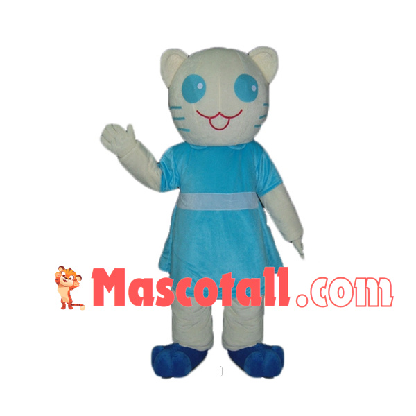 Cartoon Pretty White Cat Mascot Costume