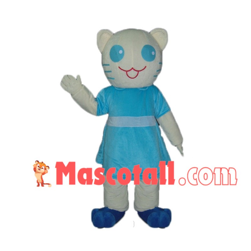 Cartoon Pretty White Cat Mascot Costume