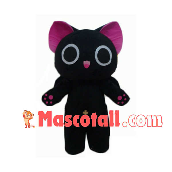 Cartoon Black Cat With Cross Pendant Mascot Costume