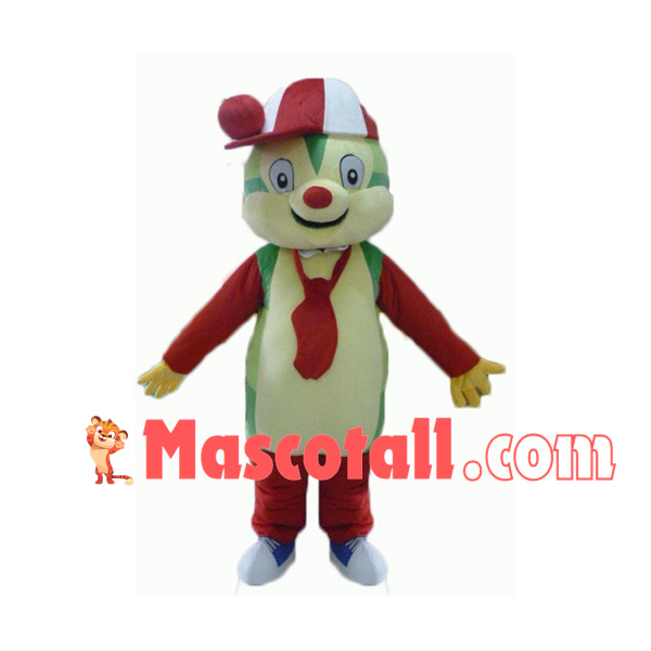 Colorful Squirrel With Baseball Cap Mascot Costume