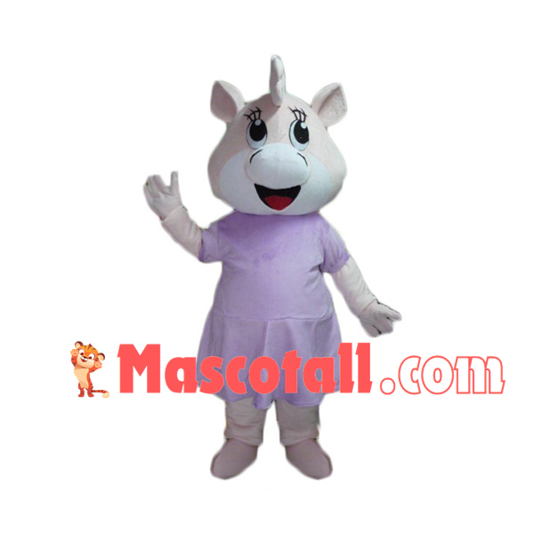 Girl Bear With Violet Dress Mascot Costume
