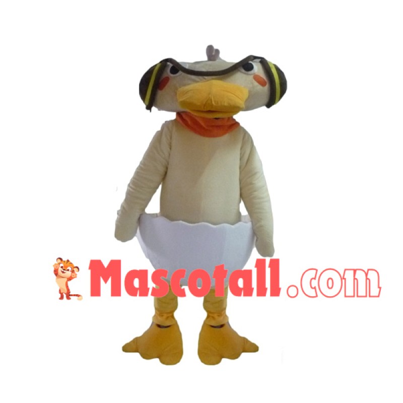 Funny Flat-headed Eggshell Duck Mascot Costume