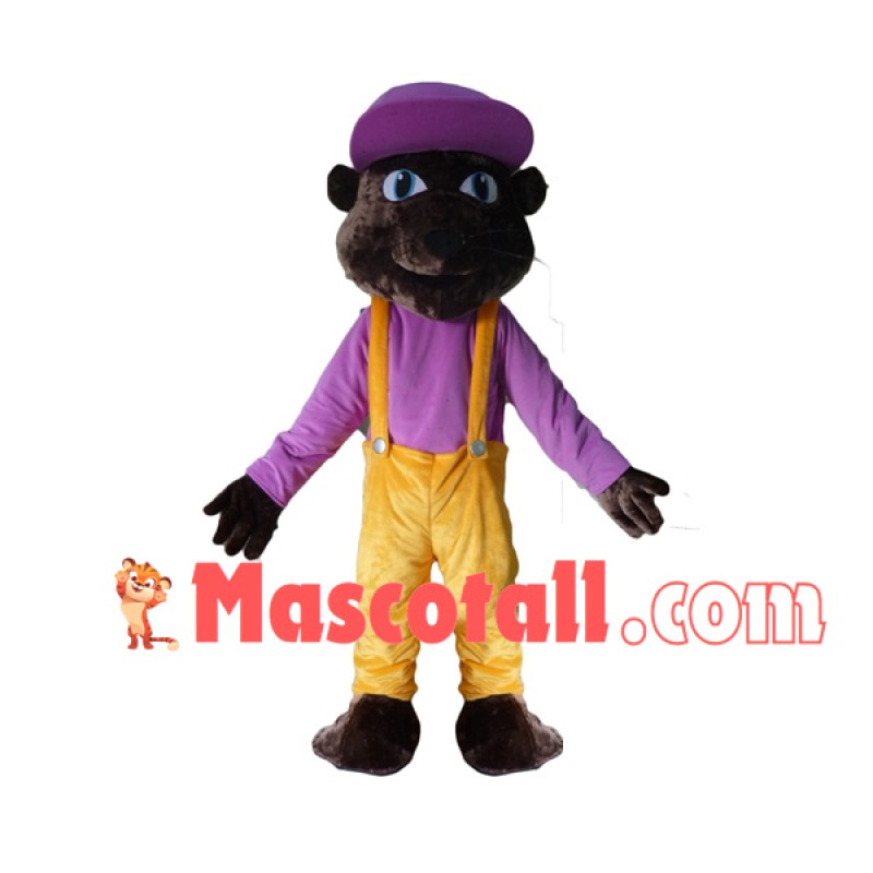Cozy Tiger With Purple Shirt Mascot Costume